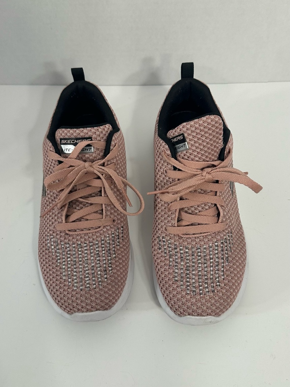 Skechers Blush Pink Knit Lace-Up Slip-On Sneakers